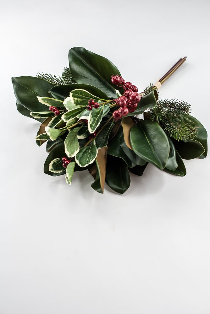Artificial Magnolia Leaf, Pine & Holly Berry Bundle - 18" - Greenery MarketPM3575