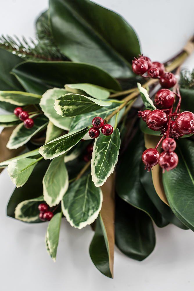 Artificial Magnolia Leaf, Pine & Holly Berry Bundle - 18" - Greenery MarketPM3575