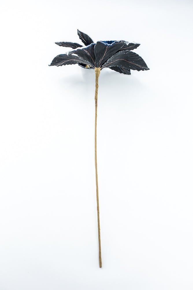 Artificial Midnight Blue Frosted Poinsettia Stem - 20" - Greenery MarketArtificial Flowers277644
