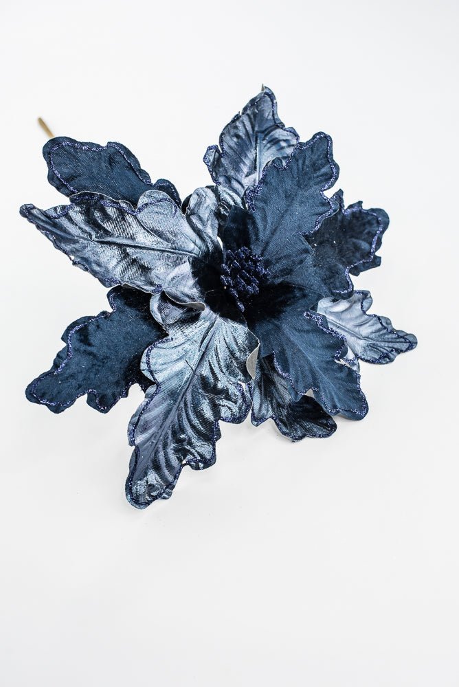 Artificial Midnight Blue Poinsettia Stem - 15" - Greenery MarketArtificial Flora40469
