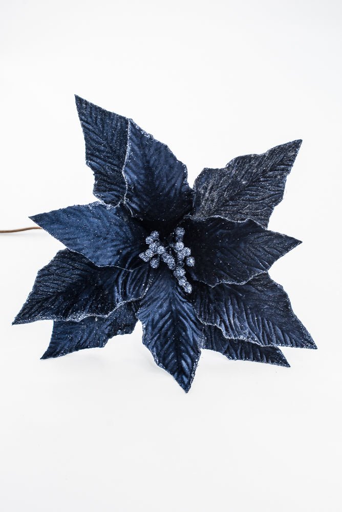 Artificial Midnight Blue Poinsettia Stem - 16" - Greenery Market86875MNBL