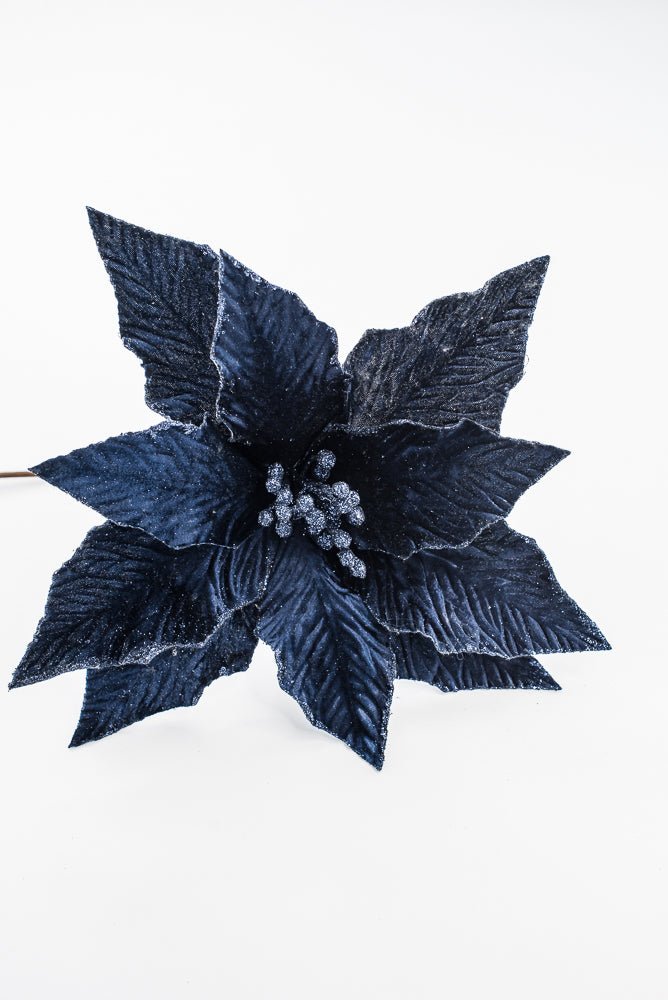 Artificial Midnight Blue Poinsettia Stem - 16" - Greenery Market86875MNBL