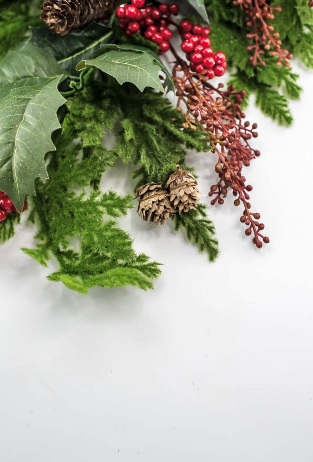 Artificial, mixed cedar and red ornament spray - Greenery MarketXP2446