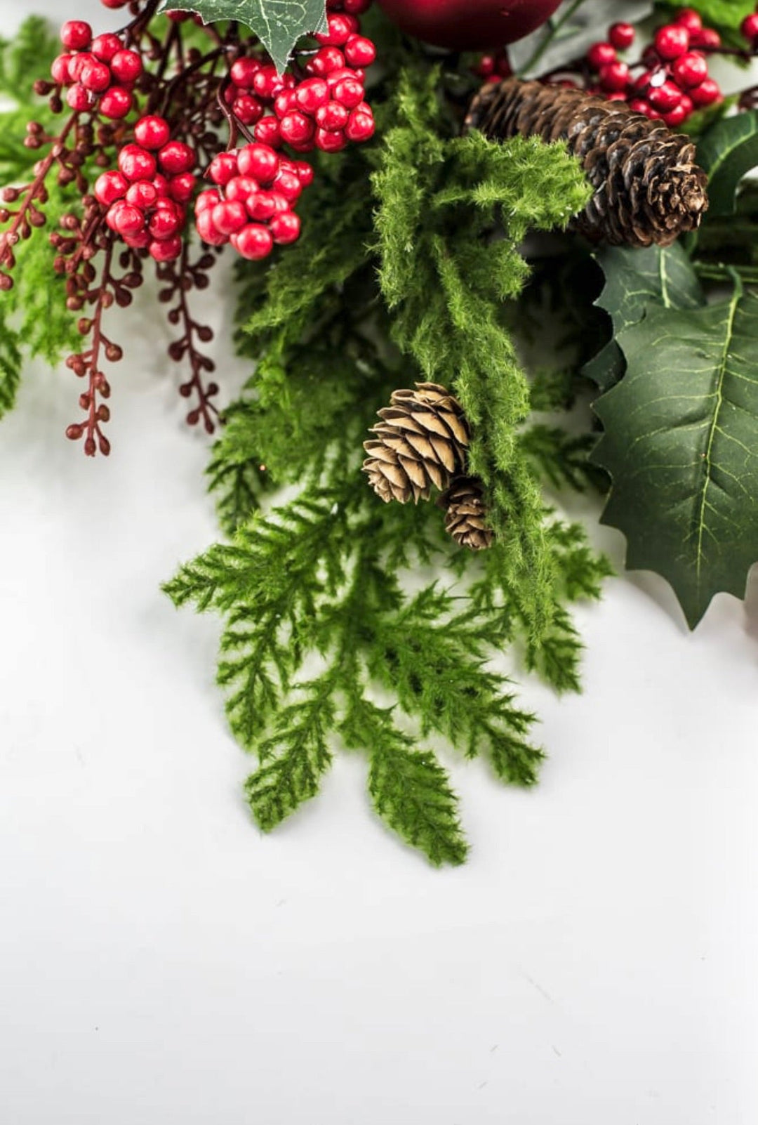 Artificial, mixed cedar and red ornament spray - Greenery MarketXP2446