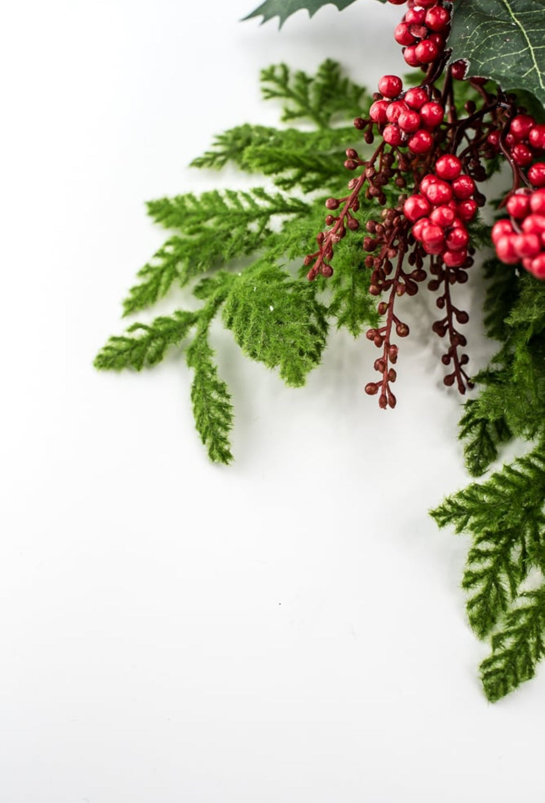 Artificial, mixed cedar and red ornament spray - Greenery MarketXP2446