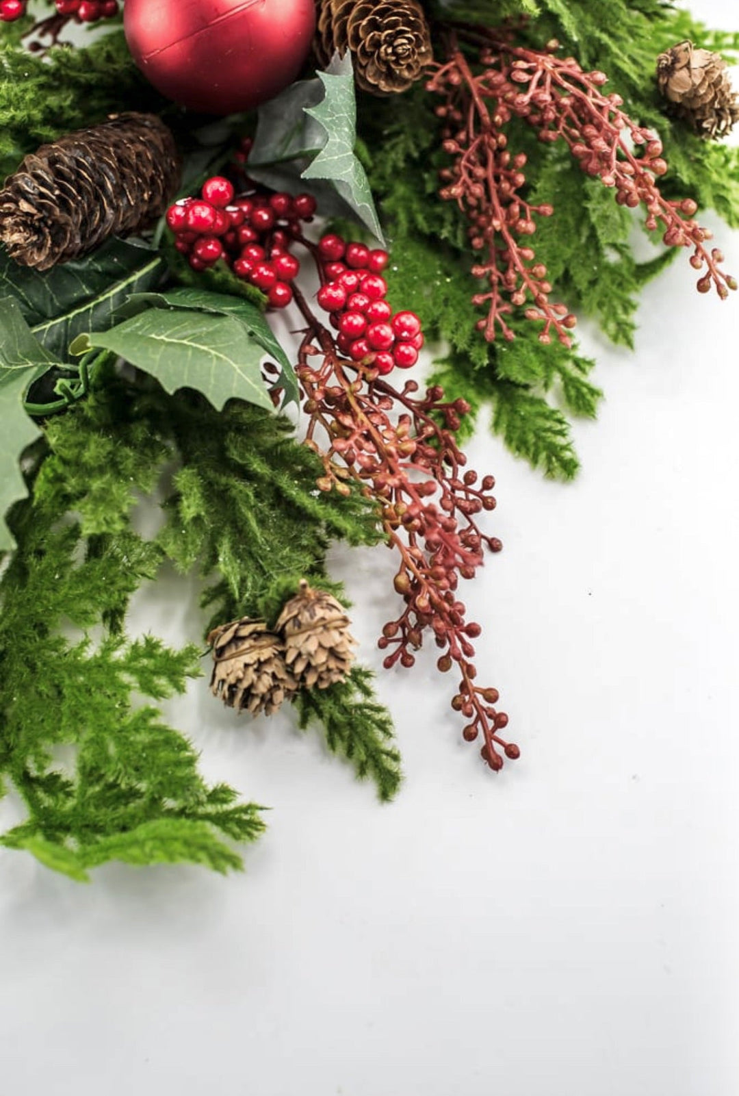 Artificial, mixed cedar and red ornament spray - Greenery MarketXP2446