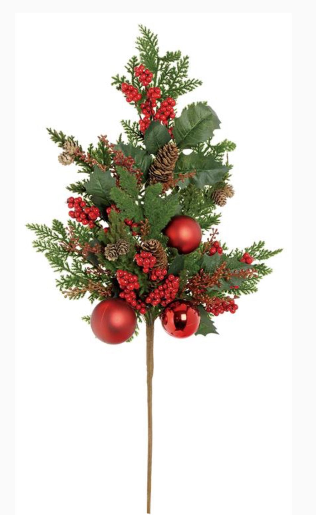 Artificial, mixed cedar and red ornament spray - Greenery MarketXP2446