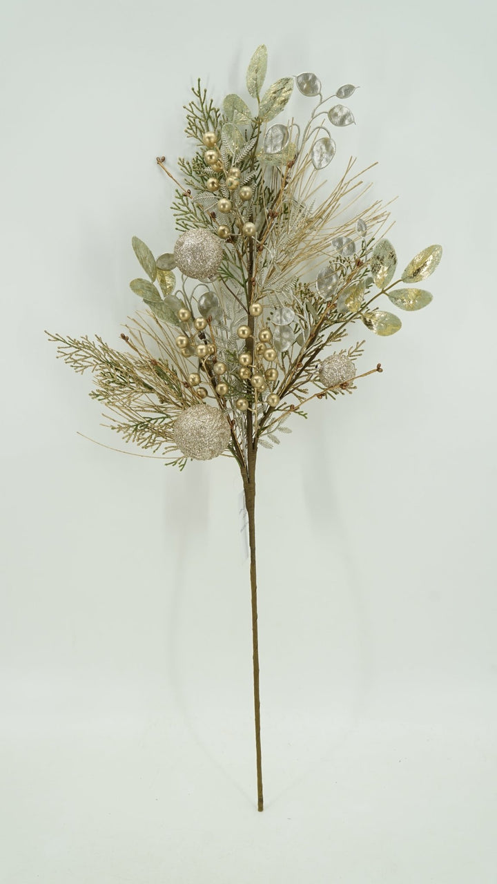 Artificial Mixed Pine, Gold Ball Berry Spray - 32" - Greenery MarketArtificial Flora40524