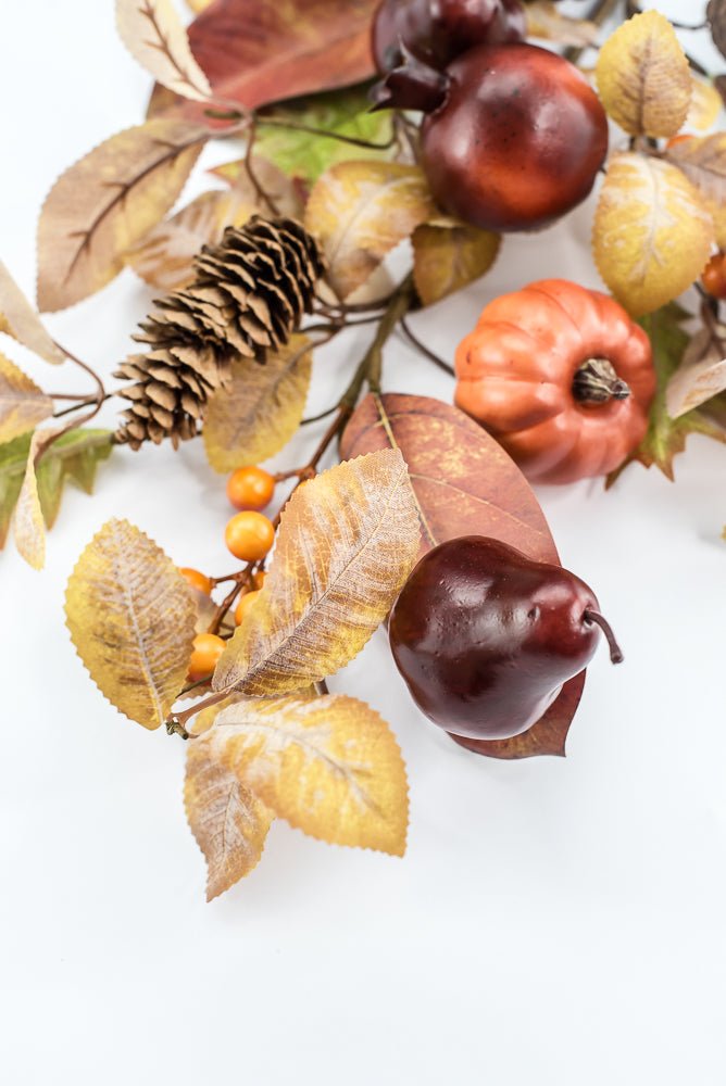 Artificial, Mixed Pumpkin, Leaves, & Pomegranate Spray - 28" - Greenery MarketArtificial Flora65882