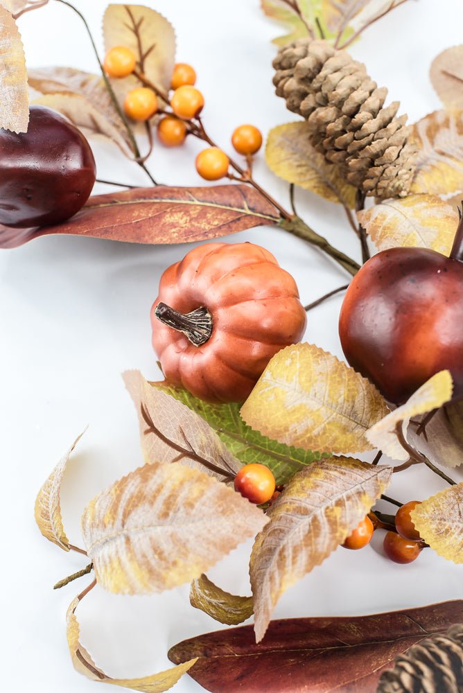 Artificial, Mixed Pumpkin, Leaves, & Pomegranate Spray - 28" - Greenery MarketArtificial Flora65882
