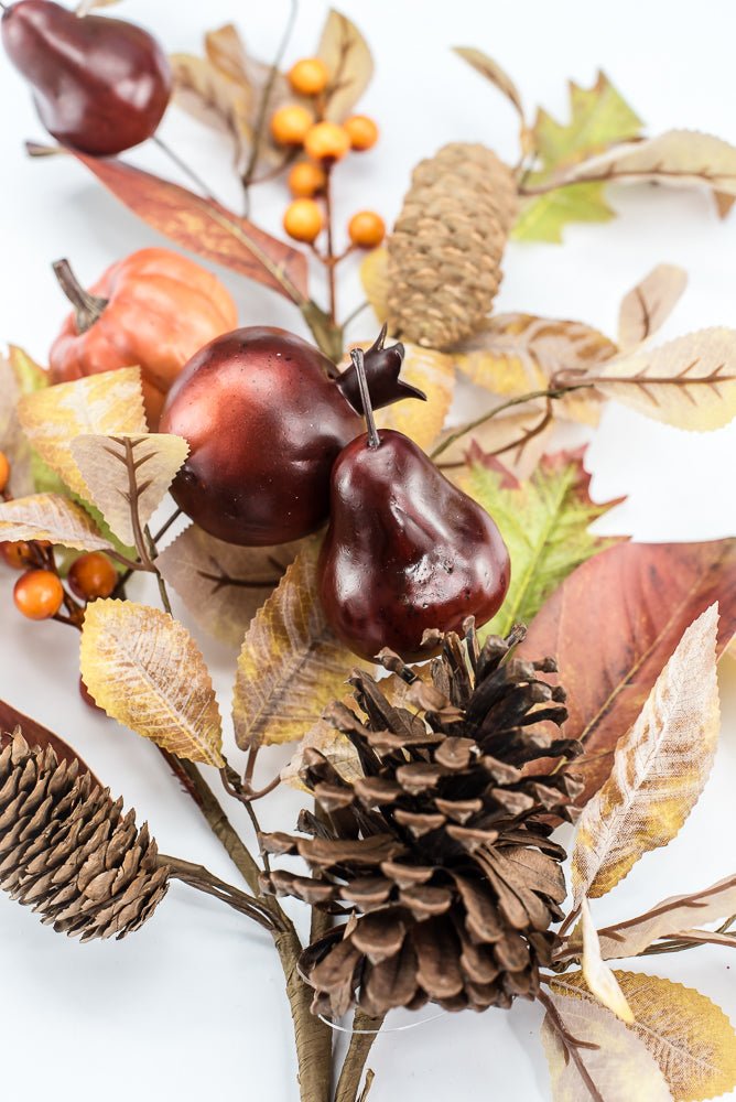 Artificial, Mixed Pumpkin, Leaves, & Pomegranate Spray - 28" - Greenery MarketArtificial Flora65882