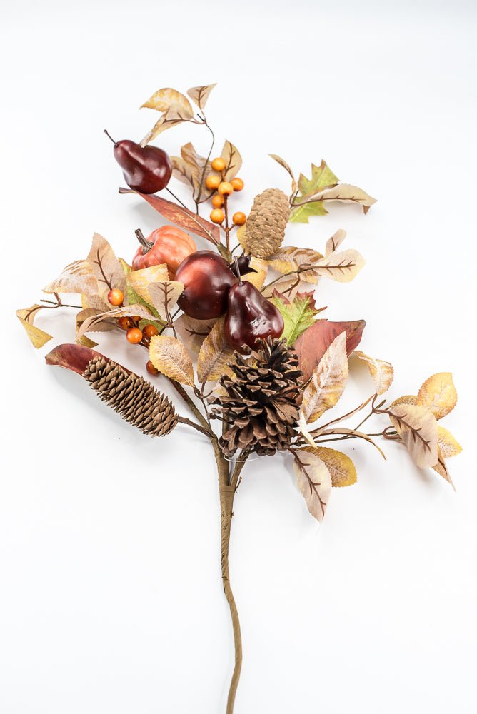 Artificial, Mixed Pumpkin, Leaves, & Pomegranate Spray - 28" - Greenery MarketArtificial Flora65882