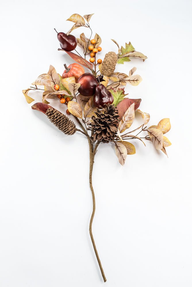 Artificial, Mixed Pumpkin, Leaves, & Pomegranate Spray - 28" - Greenery MarketArtificial Flora65882