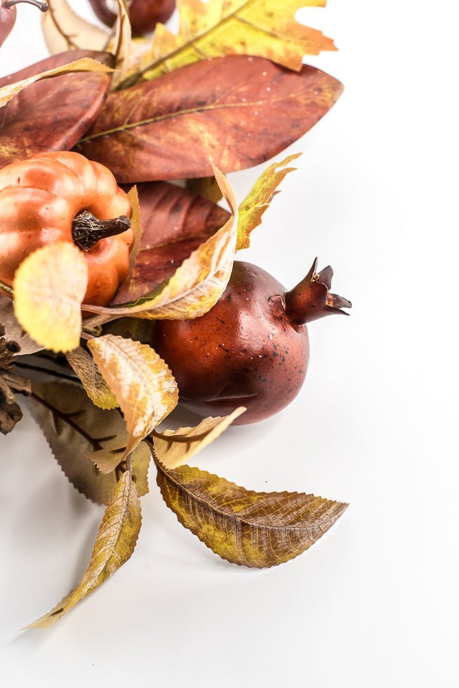 Artificial Mixed Pumpkin Pinecone Pomegranate Bush - 18" - Greenery MarketArtificial Flora65883