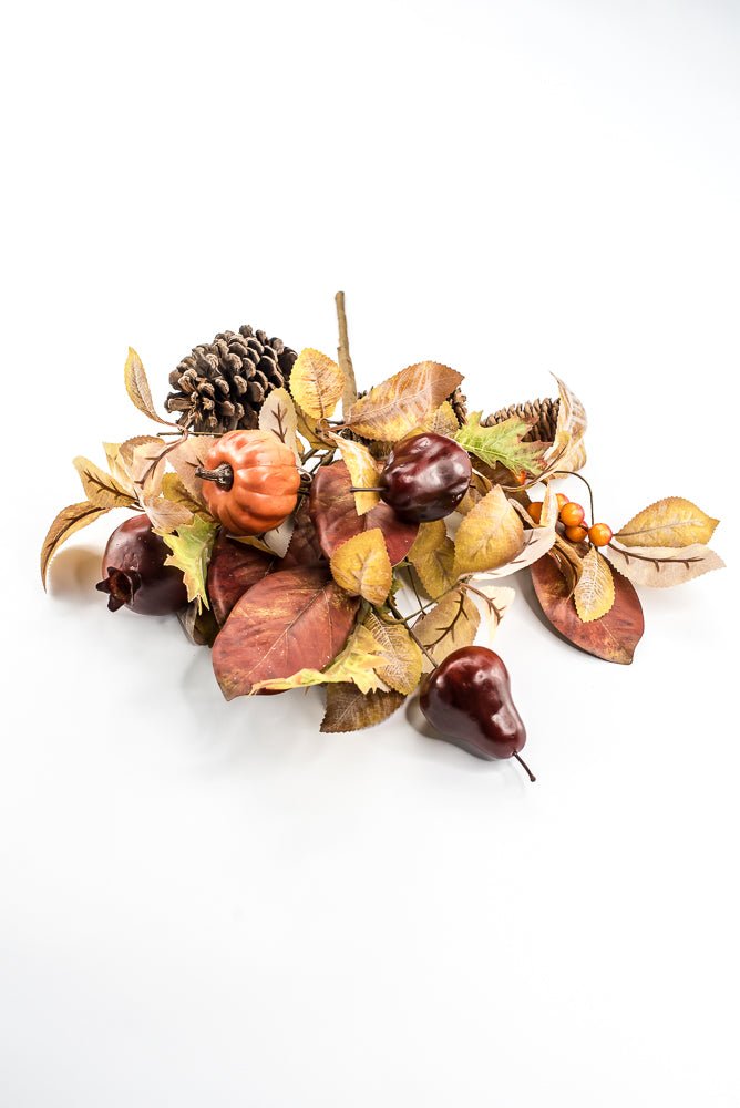 Artificial Mixed Pumpkin Pinecone Pomegranate Bush - 18" - Greenery MarketArtificial Flora65883