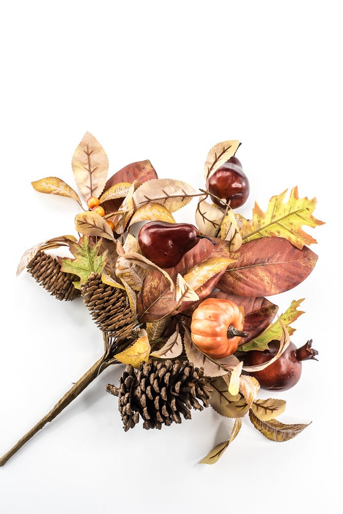 Artificial Mixed Pumpkin Pinecone Pomegranate Bush - 18" - Greenery MarketArtificial Flora65883