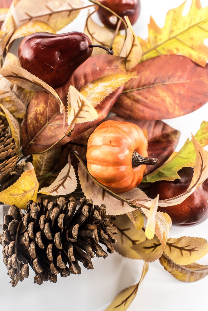 Artificial Mixed Pumpkin Pinecone Pomegranate Bush - 18" - Greenery MarketArtificial Flora65883