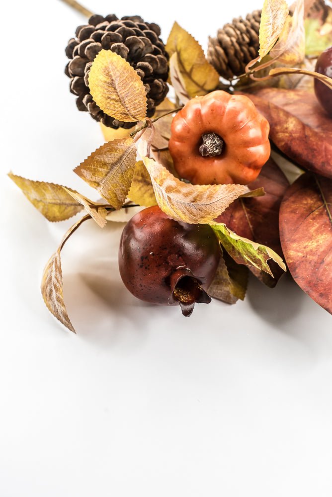 Artificial Mixed Pumpkin Pinecone Pomegranate Bush - 18" - Greenery MarketArtificial Flora65883