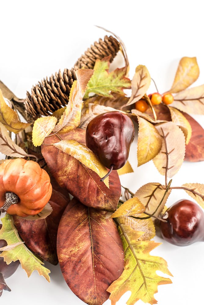 Artificial Mixed Pumpkin Pinecone Pomegranate Bush - 18" - Greenery MarketArtificial Flora65883