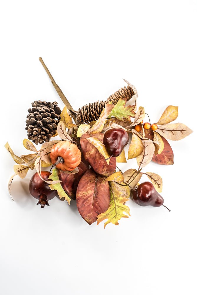 Artificial Mixed Pumpkin Pinecone Pomegranate Bush - 18" - Greenery MarketArtificial Flora65883
