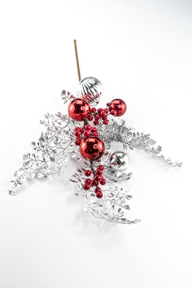 Artificial Mixed Silver Leaf Berry Ball Spray - 27" - Greenery MarketArtificial Flora65819