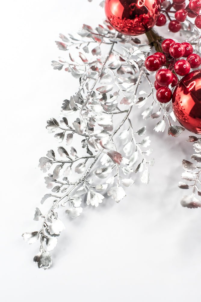 Artificial Mixed Silver Leaf Berry Ball Spray - 27" - Greenery MarketArtificial Flora65819