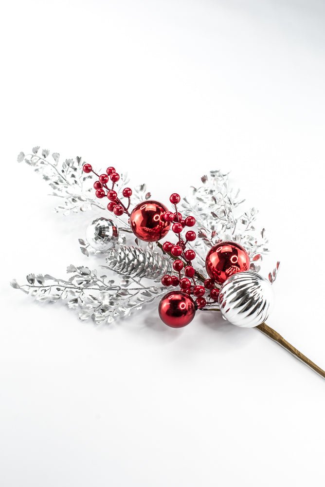 Artificial Mixed Silver Leaf Berry Ball Spray - 27" - Greenery MarketArtificial Flora65819