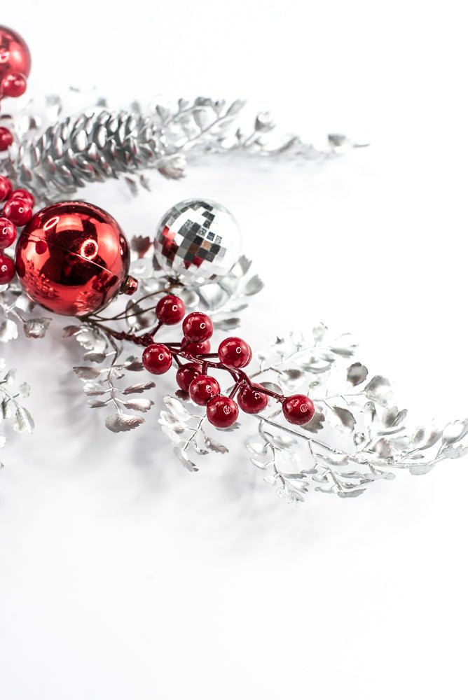 Artificial Mixed Silver Leaf Berry Ball Spray - 27" - Greenery MarketArtificial Flora65819