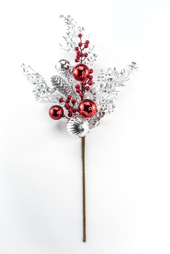 Artificial Mixed Silver Leaf Berry Ball Spray - 27" - Greenery MarketArtificial Flora65819