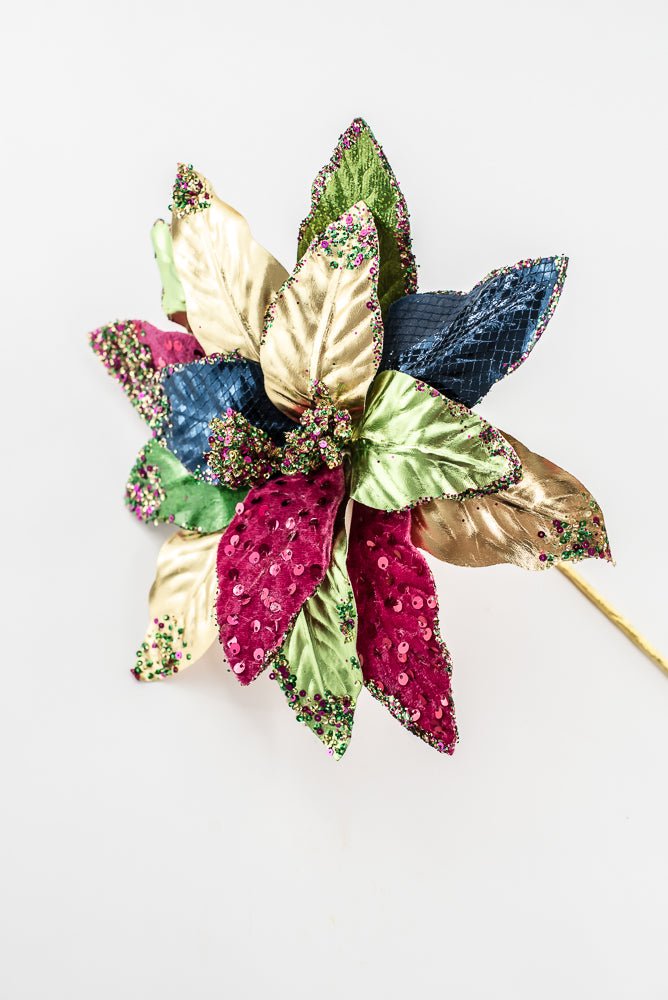 Artificial Multi Color Poinsettia Spray - 18" - Greenery MarketArtificial FloraXG1160