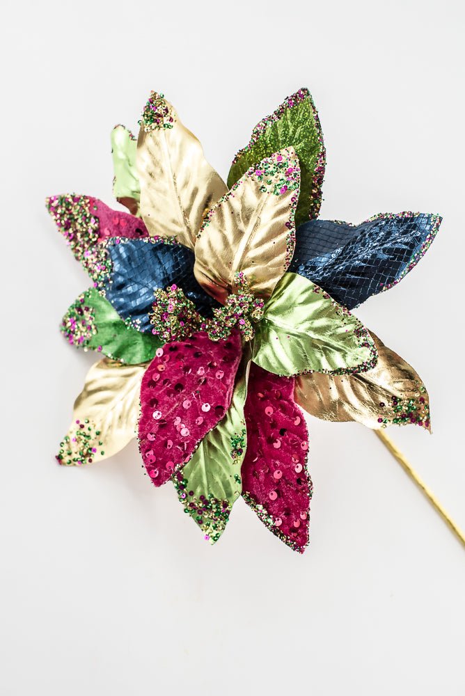 Artificial Multi Color Poinsettia Spray - 18" - Greenery MarketArtificial FloraXG1160