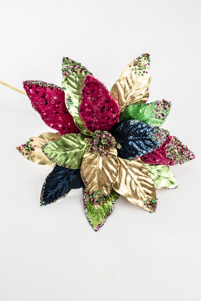 Artificial Multi Color Poinsettia Spray - 18" - Greenery MarketArtificial FloraXG1160