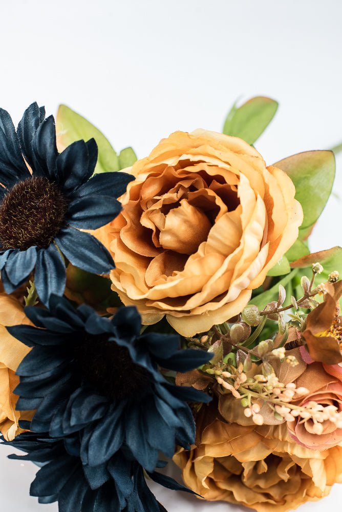 Artificial Mustard & Blue Sunflower Peony Rose - 19" - Greenery Market57530MUBL