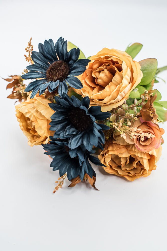 Artificial Mustard & Blue Sunflower Peony Rose - 19" - Greenery Market57530MUBL