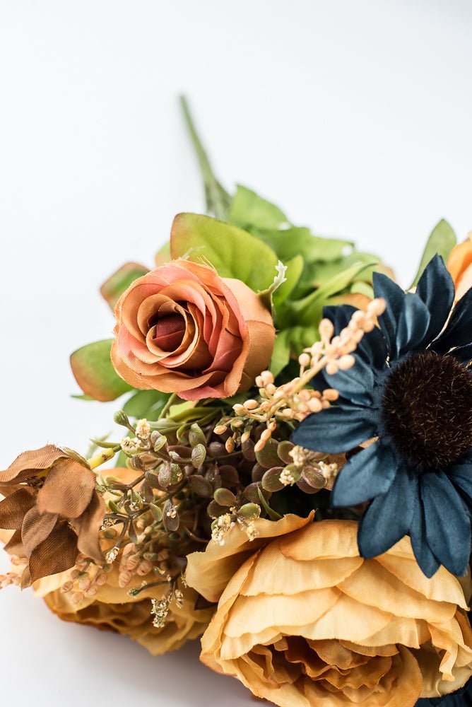 Artificial Mustard & Blue Sunflower Peony Rose - 19" - Greenery Market57530MUBL
