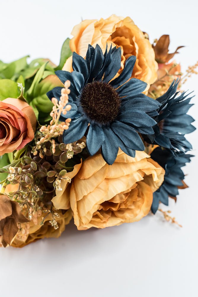 Artificial Mustard & Blue Sunflower Peony Rose - 19" - Greenery Market57530MUBL