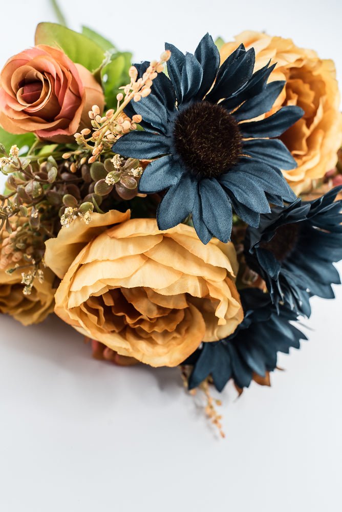 Artificial Mustard & Blue Sunflower Peony Rose - 19" - Greenery Market57530MUBL