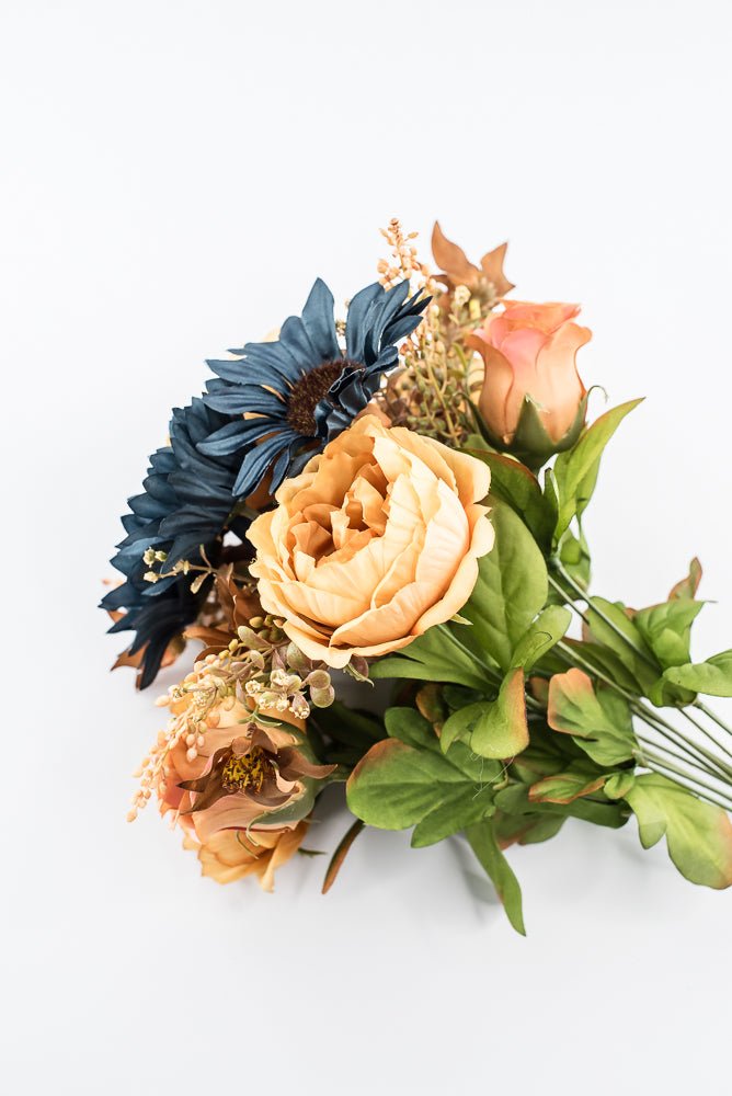 Artificial Mustard & Blue Sunflower Peony Rose - 19" - Greenery Market57530MUBL