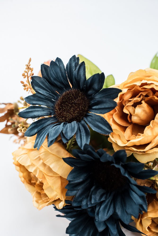 Artificial Mustard & Blue Sunflower Peony Rose - 19" - Greenery Market57530MUBL
