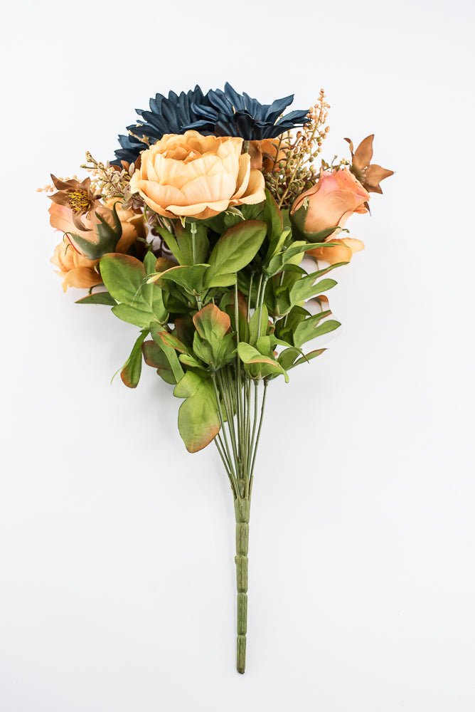 Artificial Mustard & Blue Sunflower Peony Rose - 19" - Greenery Market57530MUBL