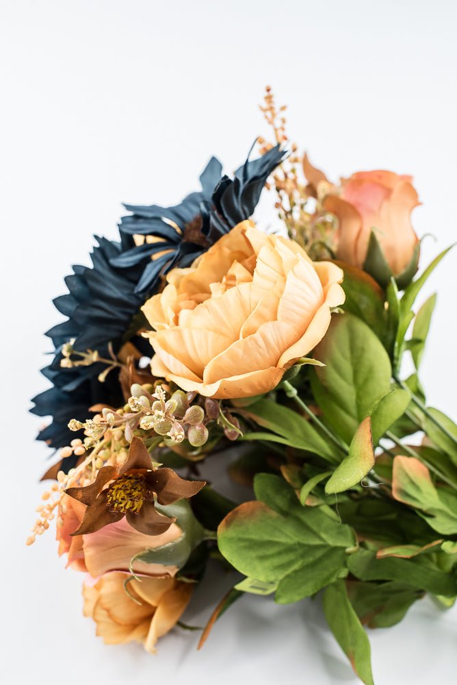 Artificial Mustard & Blue Sunflower Peony Rose - 19" - Greenery Market57530MUBL