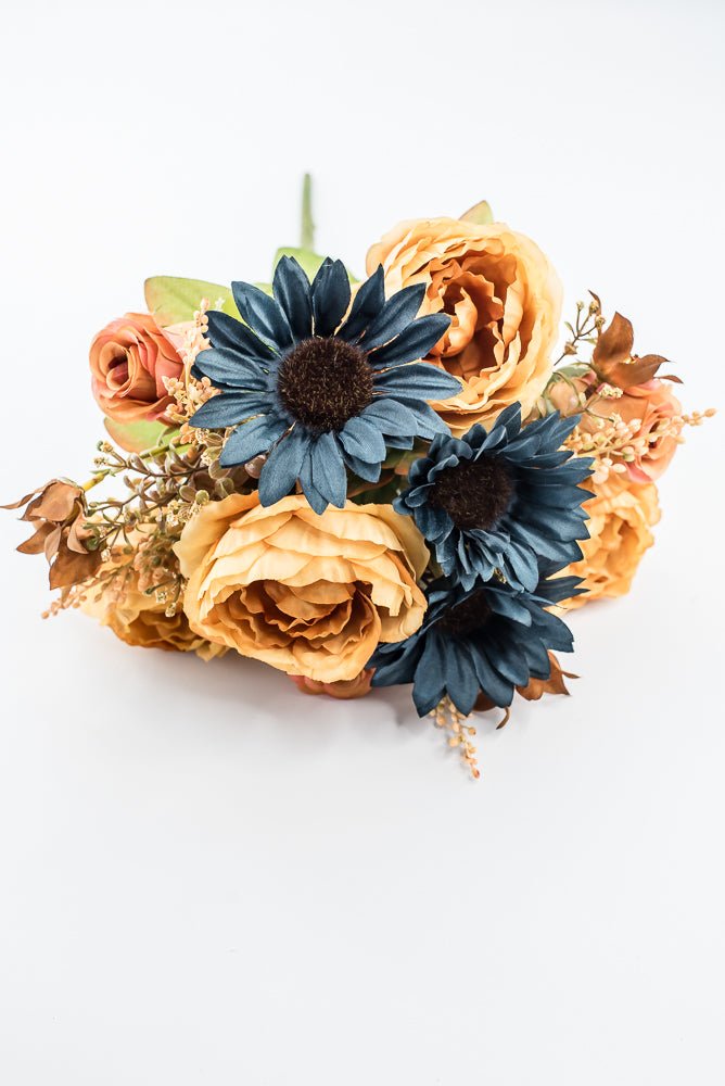 Artificial Mustard & Blue Sunflower Peony Rose - 19" - Greenery Market57530MUBL