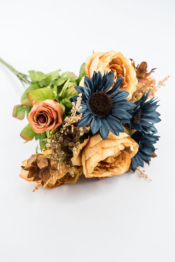 Artificial Mustard & Blue Sunflower Peony Rose - 19" - Greenery Market57530MUBL