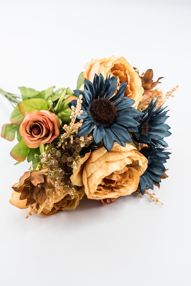 Artificial Mustard & Blue Sunflower Peony Rose - 19" - Greenery Market57530MUBL