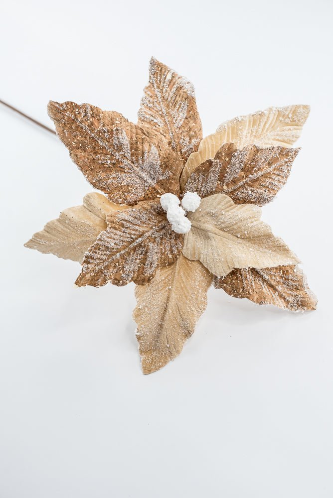 Artificial Natural Frosted Poinsettia Stem - 20" - Greenery MarketArtificial Flowers253379