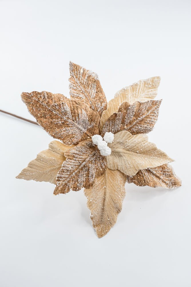 Artificial Natural Frosted Poinsettia Stem - 20" - Greenery MarketArtificial Flowers253379