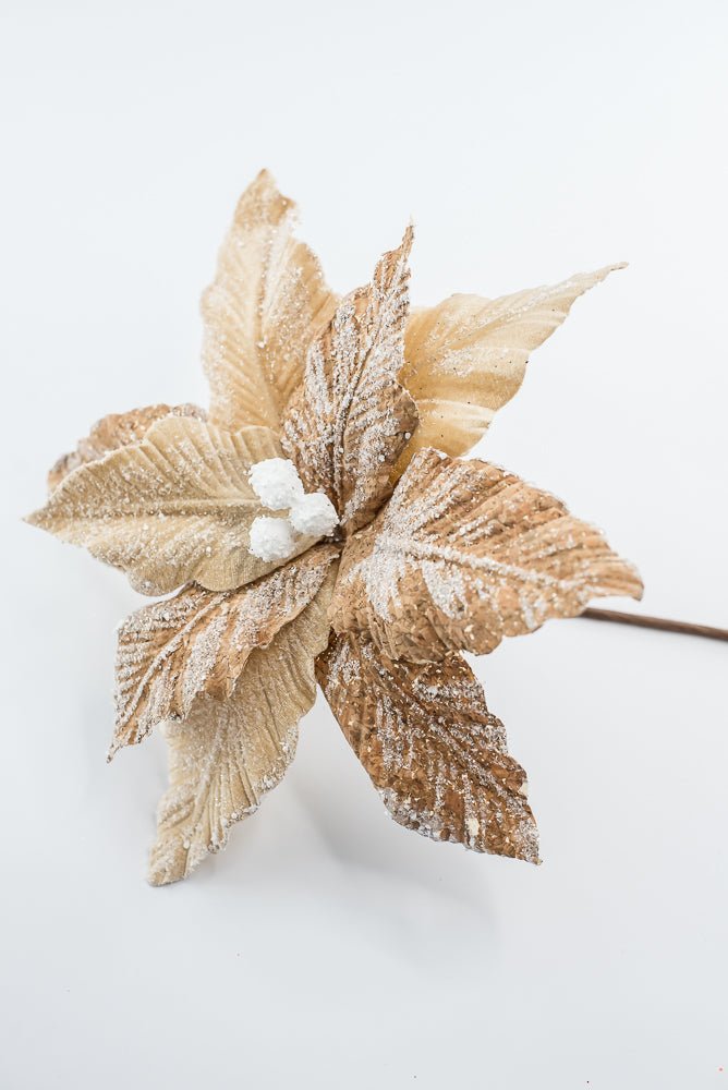 Artificial Natural Frosted Poinsettia Stem - 20" - Greenery MarketArtificial Flowers253379