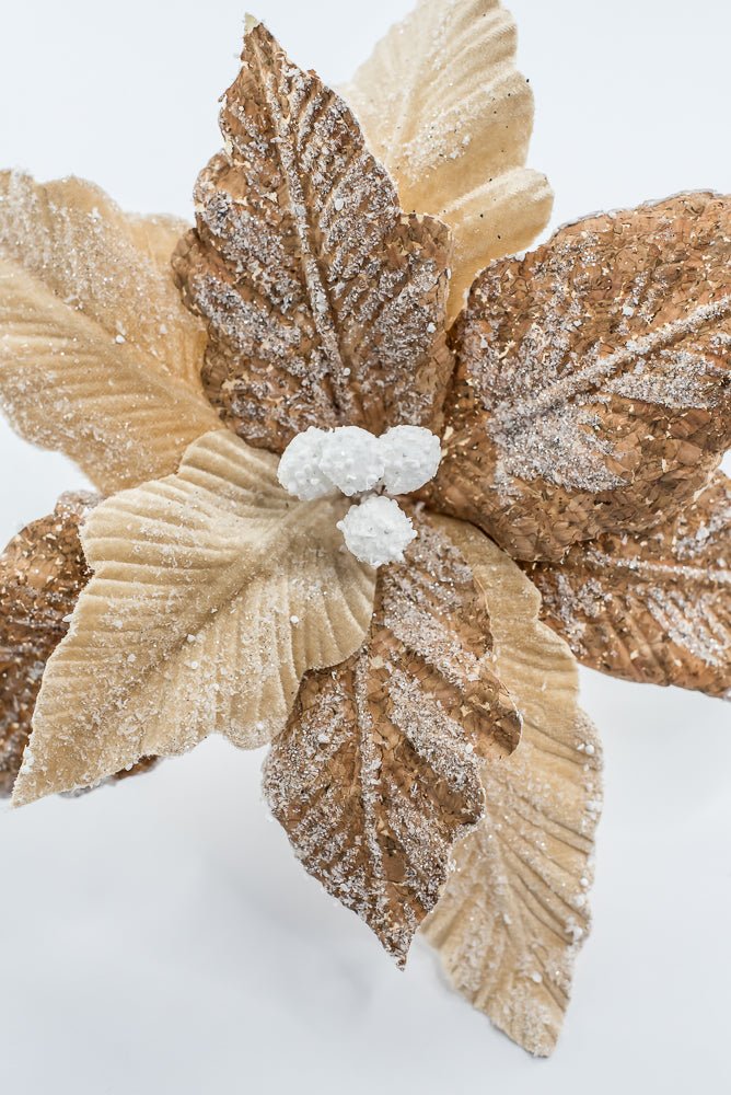 Artificial Natural Frosted Poinsettia Stem - 20" - Greenery MarketArtificial Flowers253379