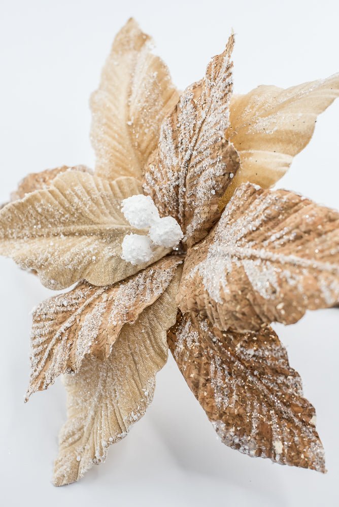 Artificial Natural Frosted Poinsettia Stem - 20" - Greenery MarketArtificial Flowers253379