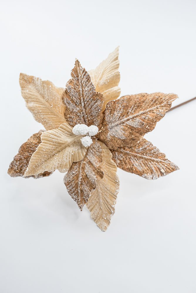 Artificial Natural Frosted Poinsettia Stem - 20" - Greenery MarketArtificial Flowers253379